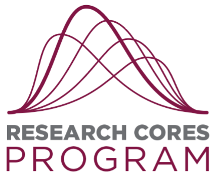 Logo for the Research Cores Program featuring stylized waveforms above the program name.